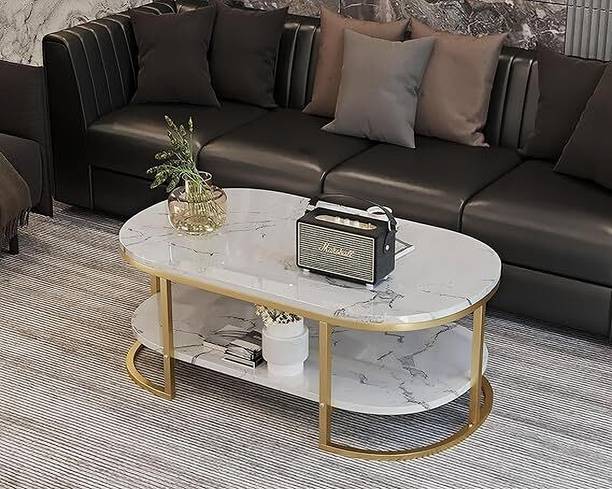 ALM SHOPPEE Round Coffee Table for Living Room Nesting Center Table Set Marble Engineered Wood Coffee Table