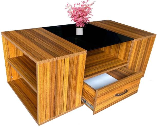 SPECIALITY PANELS Table with storage drawer, 10 years guarantee against Borer & Termites Glass Coffee Table