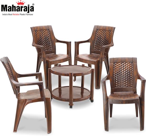 MAHARAJA Classic Coffee Table Set | 4 Chairs & 1 Plastic Coffee Table