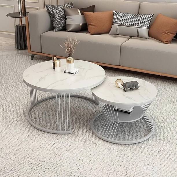 CROWN ART SHOPPEE Luxury Modern Two nesting side tables and end table for the living room Engineered Wood Coffee Table