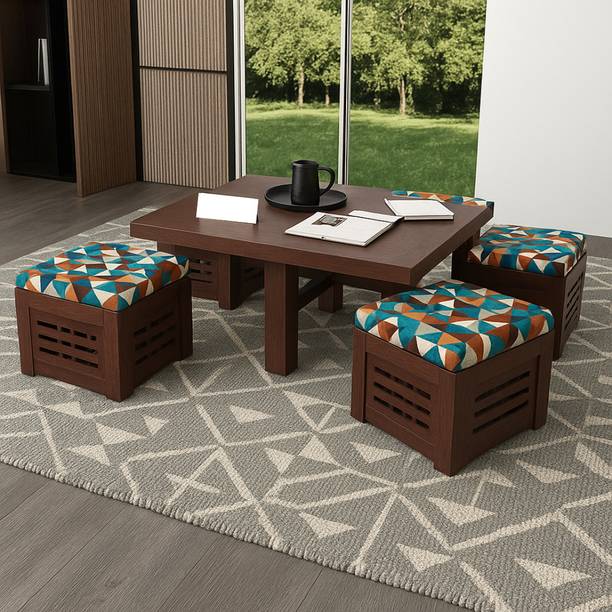 Kendalwood Furniture Premium Quality 4 Stool Coffee Table Center Table for living room Furniture Solid Wood Coffee Table