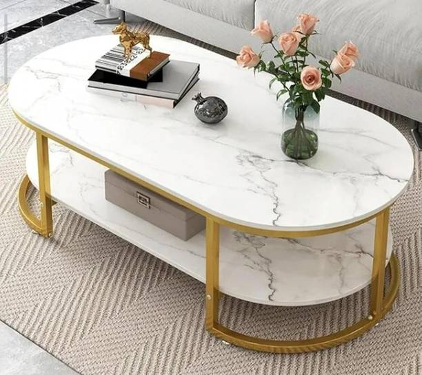 Vuhome Large coffee table, centre table with beautiful marble design for living room Engineered Wood Coffee Table