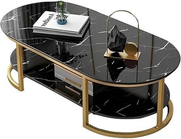 Mysoor art handicrafts Modern Oval Marble MDF Top Coffee Table, Centre Table Engineered Wood Coffee Table