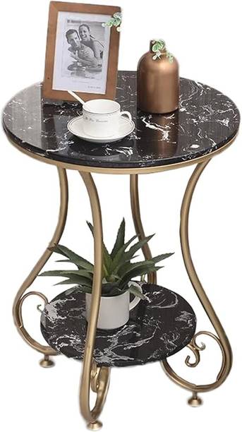 Mysoor art handicrafts Metal End Table for Living Room, Bedroom Furniture - 2-Tier Side Table Engineered Wood Side Table