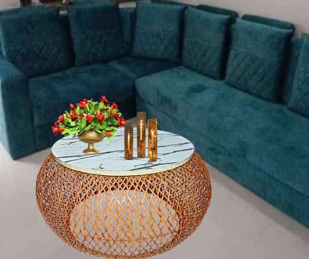 GlowMetal Modern Round wooden Top Coffee Table Solid Wood Coffee Table