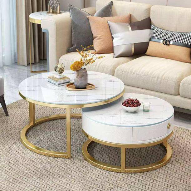 WOODZAN Masterpieces: The Elegance of Metal Tables" End Table For Living Room Engineered Wood Coffee Table