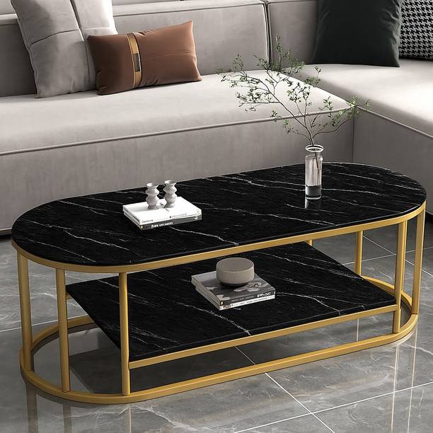 Suhailbrothers Modern Middle Table, Living Room with Shelf, Oval Coffee Table Engineered Wood Coffee Table