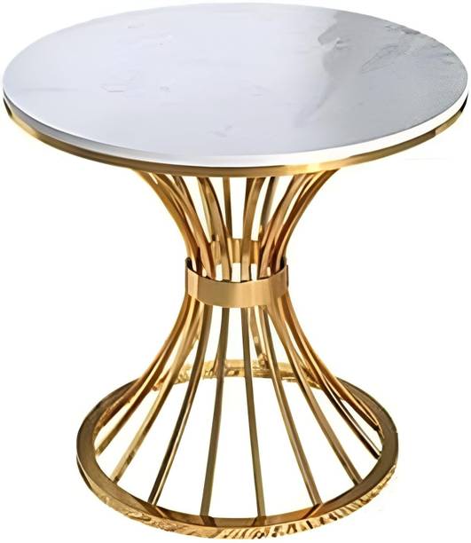 Wudan Haat Modern Round Coffee Table/Metal Side Table/Console Table for Living Room Engineered Wood Coffee Table