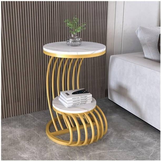 etiquette art MDF Top Metal Bedside Cabinet Small Round Table Engineered Wood Coffee Table