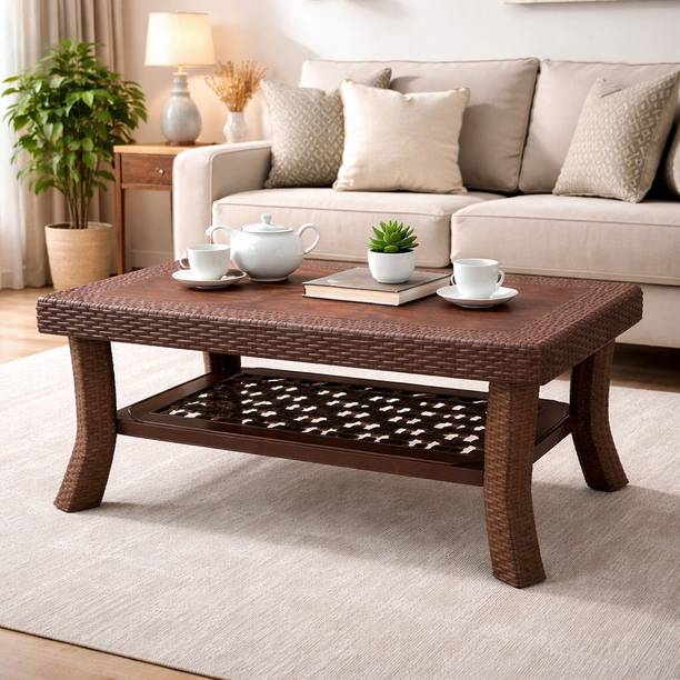 ARLAVYA Plastic Rattan Style Coffee Table | Durable Centre Table | Lightweight Tea Table Plastic Coffee Table