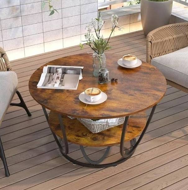 Crownora Crafts Stylish Metal Center Table for Modern Spaces Engineered Wood Coffee Table