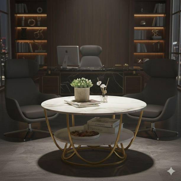 Online Decor Shoppee Aaira crafts Round Modern Marble Design Coffee Table for Living Room Engineered Wood Coffee Table