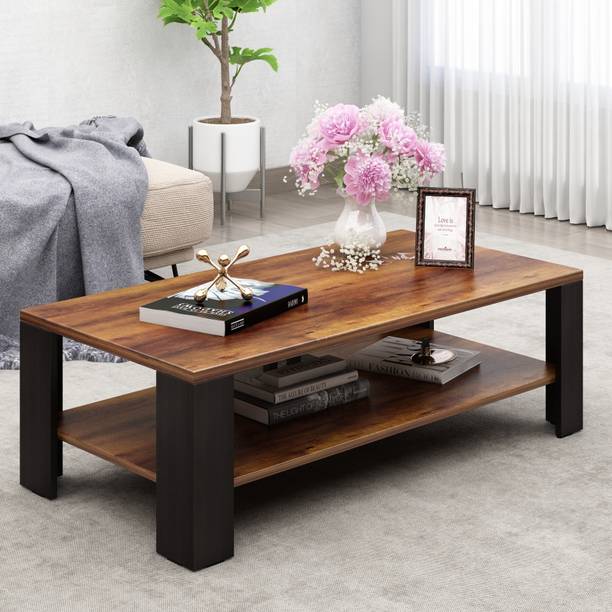 PepperWood Engineered Wood Coffee Table (Finish Color - NATURAL TEAK, Knock Down) Engineered Wood Coffee Table