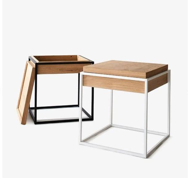 Indian Decor RW48435 Industrial Cube Coffee Table with Storage - Modern Side Table Decor Metal Coffee Table