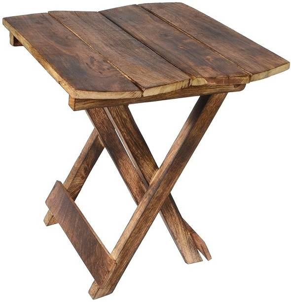 ImperialCrafts Wooden Folding Table for Living Room,12x12x12 Inch,Brown Solid Wood Coffee Table