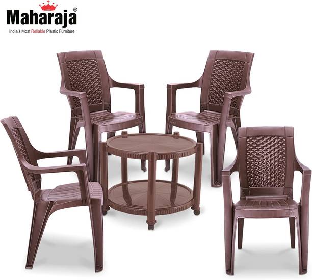 MAHARAJA Classic Coffee Table Set | 4 Chairs & 1 Plastic Coffee Table