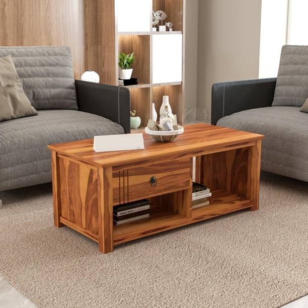 JB Art Solid Sheesham Wood Center Table with Drawer | Tea Table for Home (Teak) Solid Wood Coffee Table