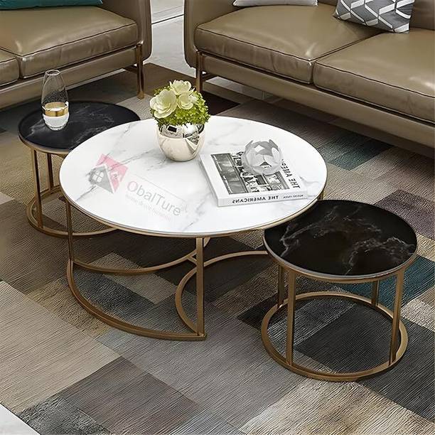 Outletcart OUTLET CART SQUARE TABLE BLACK WHITE PREMIUM QUALITY Engineered Wood Coffee Table
