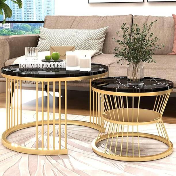 ABSARS Designer Round Coffee Table Pair for Elegant Living Spaces Engineered Wood Coffee Table