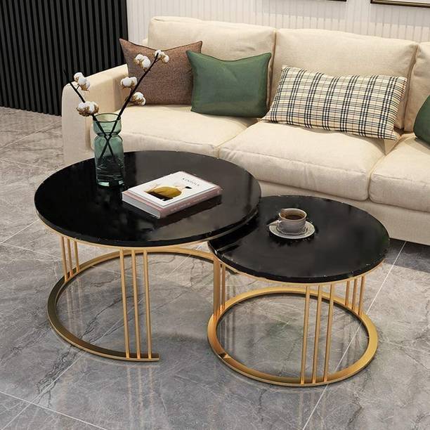 Ereteken ART Modern Round Coffee Tables Nesting Table Set of 2 for Living Room Engineered Wood Coffee Table