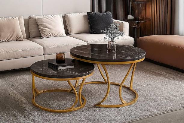 CROWN ART SHOPPEE Luxury Marble-Soul Nesting Coffee Tables – Set of 2 Engineered Wood Coffee Table
