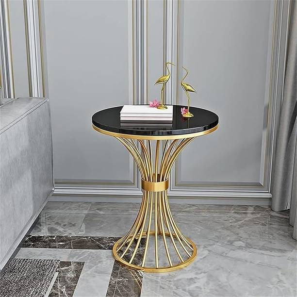 zircon collection Modern Round Metal Table Base Stand – Yellow Decorative Frame for Coffee Table Engineered Wood Coffee Table