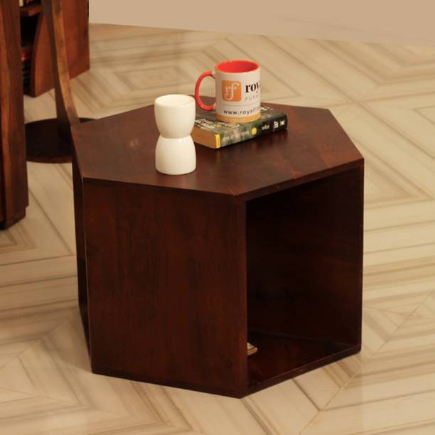 Sheesham Craft Sierra Hexagon Center Stool, Sheesham Wood, Natural Colour,Matte Finished Solid Wood Coffee Table