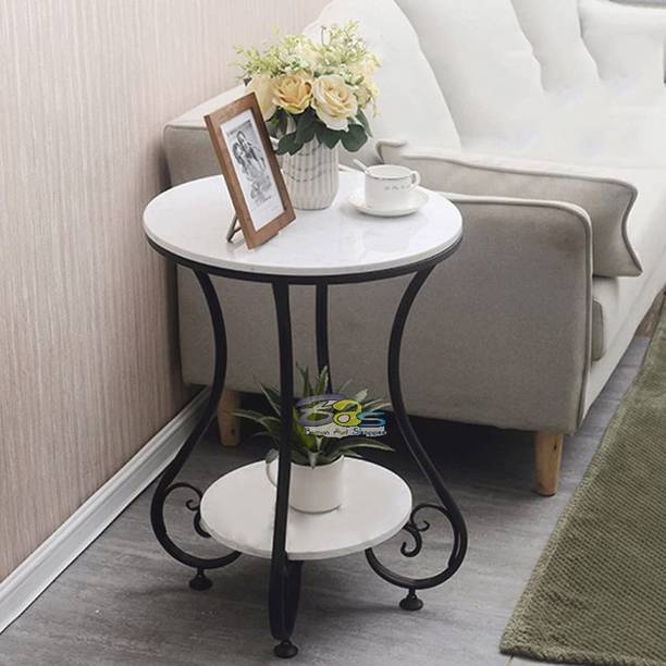 bloo mart Iron black 2 Tier Round End Table Coffee Table Side Table Metal End Table