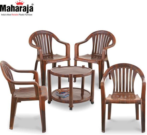 MAHARAJA Combo For Indoor & Outdoor | 4 chair & 1 Plastic Coffee Table