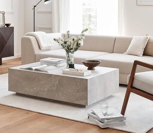 Radha Impex Modern Furniture Sleek Wood Coffee Table with Marble Finish Look Engineered Wood Coffee Table