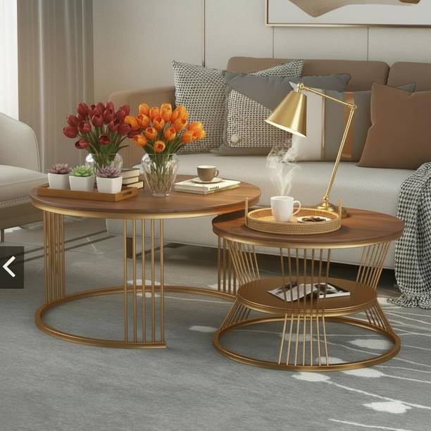 Amikokart Coffee Table Gold & Brown Metal Coffee Table