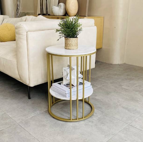 BRIGHTOLO Premium Style Round End Table & Side Table for Small Spaces Engineered Wood Coffee Table
