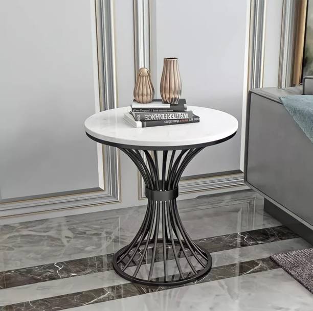 CartaDen Round End Table For Living Rom Nightstand Sofa Side Table Engineered Wood Coffee Table