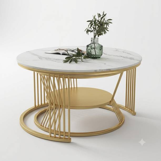 ALM SHOPPEE Modern Luxury Coffee Table | Elegant Oval Center Table Engineered Wood Coffee Table