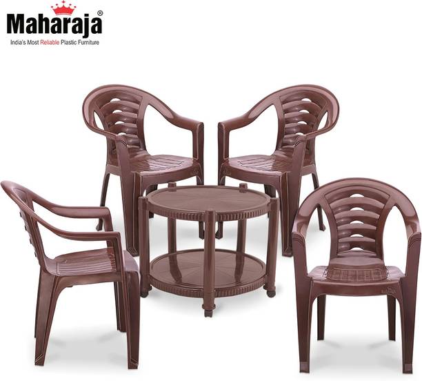 MAHARAJA Classic Coffee Table Set | 4 Chairs & 1 Plastic Coffee Table