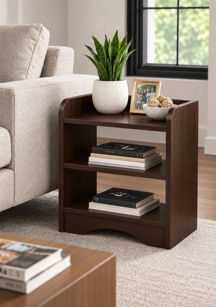 TAXOZY Wooden Bedside Table Rack Rustic Brown Finish Engineered Wood Nesting Table