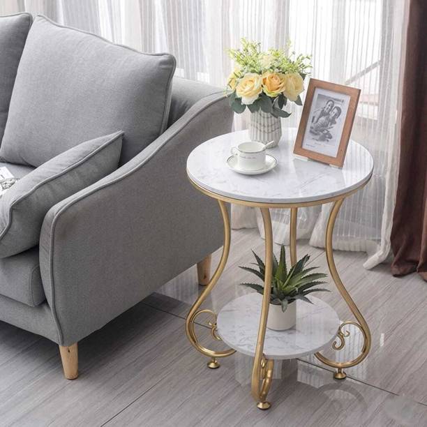 MH Enterprises Luxury Marble Finish Metal Side Table Series Engineered Wood Coffee Table