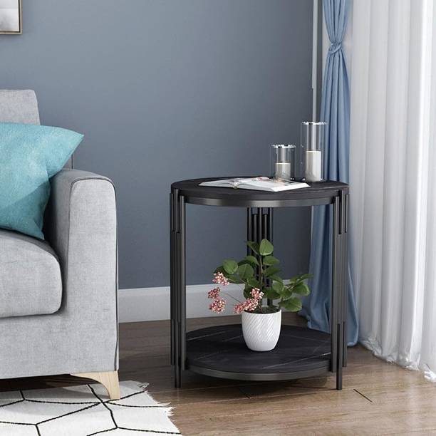 FlipsShoppee Coffee Table, Round 24 Pipes with Tea Table Faux MDF Marble Engineered Wood Coffee Table