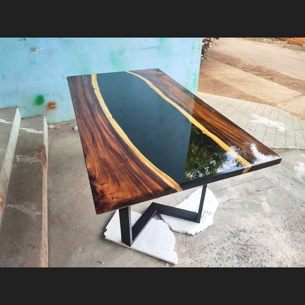 CaromStudios Handmade Epoxy Resin Coffee Table Living Room, Bedroom, Dining Room Solid Wood Coffee Table