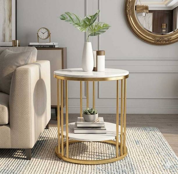 MH Enterprises Modern Round Marble Coffee Table Engineered Wood Coffee Table