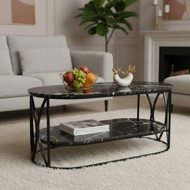 CROWN ART SHOPPEE 2-Tier Center Table with Storage Shelf Engineered Wood Coffee Table