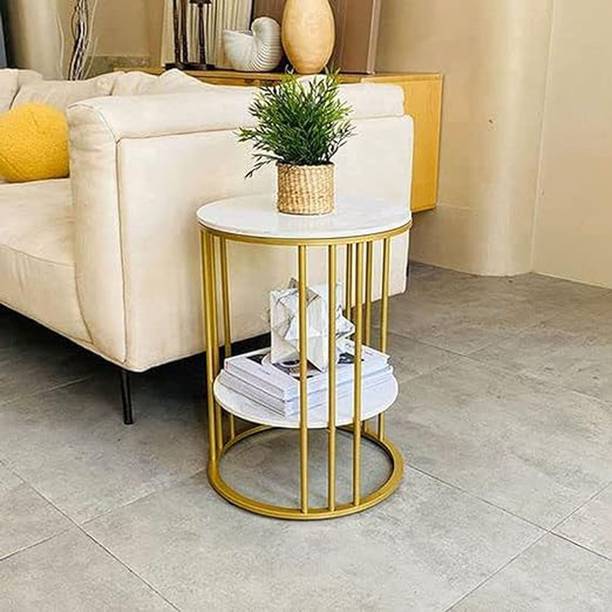 FAVOLOSA FAVOLOSA Round End Table with Wooden top, Sofa Side Table Engineered Wood Coffee Table