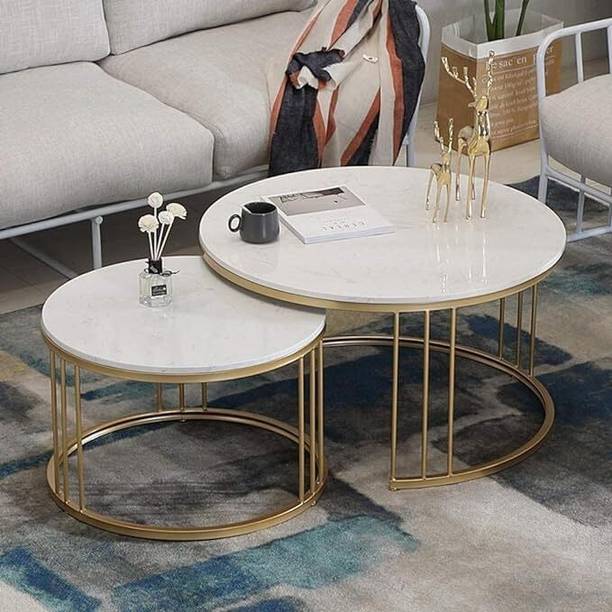 Yusha handicrafts YUSHA HANDICRAFTS Round Coffee Table for Living room Table set of 2 Engineered Wood Coffee Table