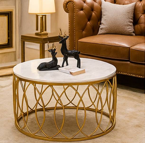 Mysoor art handicrafts Living Room Marble Coffee Table Nordic Small Side Tables Metal Base Accent Engineered Wood Coffee Table