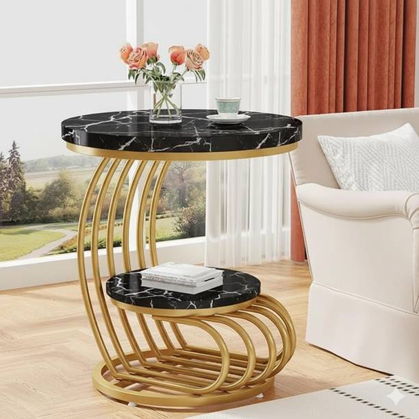 ENIQE STORE ENIQE STORE Dual Level Luxury Coffee Table ( Golden & Black ) Engineered Wood Coffee Table