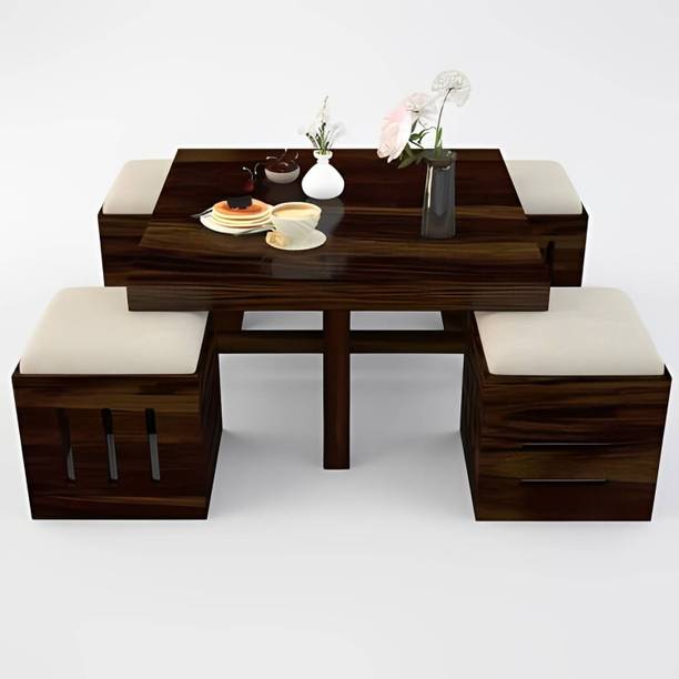 CLANECRAFT Solid Sheesham Wood Modern Style Coffee Table With Stools For Living Room | Solid Wood Coffee Table