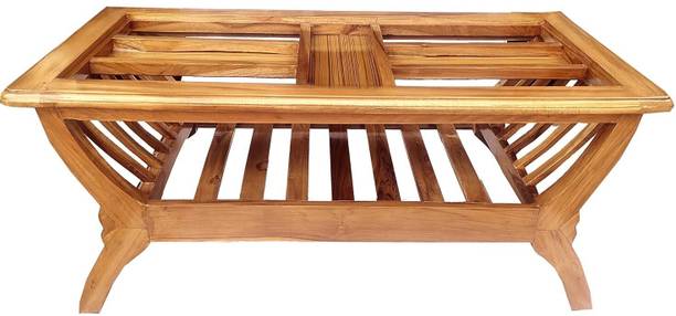 ALFA ENTERPRISES Royal Crest Carved Living Room Center Table with Floral Design, Elegant Curves Solid Wood Coffee Table