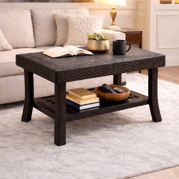 ARLAVYA 100% Virgin | 1 Year Warranty | Rattan Style Coffee Table, Teapoy, Centre Table Plastic Coffee Table