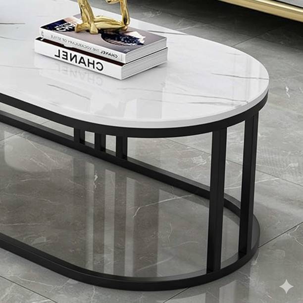 Suhailbrothers Moisture Proof Home Center Table, Nordic Oval Low Table Thick Wooden Top Table Engineered Wood Coffee Table