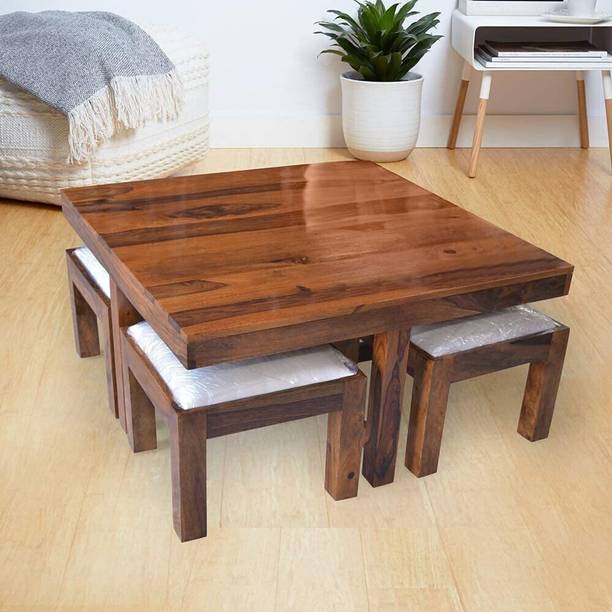 UNITEK FURNITURE West Elm Rosewood ( Sheesham ) Tea Table With Stool Solid Wood Coffee Table